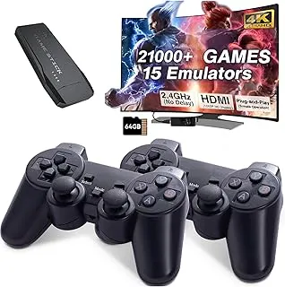 Zepplay Retro Game Stick Plug & Play 4K Video Game for TV | 21,000+ Classic Games 15 Emulators |HDMI | Dual 2.4G Wireless Controllers | Gaming Console for Kids, Family & Adults