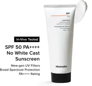 Minimalist Sunscreen - SPF 50 PA++++ Lightweight Niacinamide Broad Spectrum SunCream |No White Cast |Men&Women