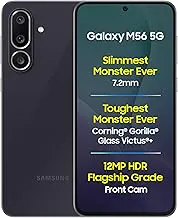 SamsungGalaxy M56 5G Mobile (Black, 8GB RAM, 128GB Storage)| Segment Slimmest | Gorilla Glass Victus+ | 10 Bit HDR Video | 50MP Camera | AI | Vapour Cooling Chamber | Lag-free Gaming| Without Charger