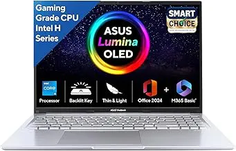 ASUSVivobook 16,Smartchoice, 13th Gen, Intel Core i5-13420H,16GB RAM,512GB SSD,FHD, OLED,Win 11,M365 Basic (1Y),Backlit Keyboard,Office 2024,Silver,1.88 kg,X1605VA-SH1952WS, Thin & Light Laptop