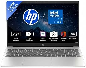 HP15 Laptop, Intel (14th Gen) Core 5 120U (24GB DDR5, 512GB SSD), Micro-Edge, Anti-Glare, 15.6''/39.6cm, Win11, M365* Office24, Silver, 1.59kg, fd0262TU, FHD Camera, Backlit, Dual Speakers