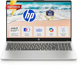 HPOmniBook 3, AMD Ryzen AI 5 330 (24GB DDR5 RAM, 1TB SSD) FHD, Anti-Glare, 15.6''/39.6cm, Win11, Office24, Glacier Silver,1.7kg, fn0074AU, FHD Camera w/Shutter, FPR, Backlit KB, Next Gen AI Laptop