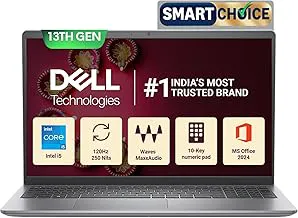 Dell15 Smart Choice (Previously Inspiron), 13th Gen Intel Core i5-1334U (16GB RAM, 1TB SSD) FHD, 15.6"/39.62cm, Windows 11 MSO'24, Silver, 1.62kg, 12 Month McAfee, Backlit KB, Thin & Light Laptop