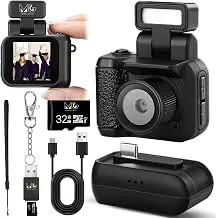 mini Camera Keychain Real for HD 1080p Nostalgic Retro Photos,Video vlogging, with 1.4 in LCD Screen | 32 gb sd Card | Card Reader | Portable Camera for Travel Recording (Black)