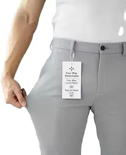 GenericMen’s Blend Designer Formal Trousers – Latest Trending Smart Fit Office Pants | Elastic Waistband