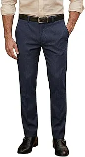 Louis PhilippeMen's Slim Fit Elastica - Flat Front Comfort Stretch for All Day Comfort & Flexibility Checks Formal Trouser