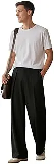 KOTTYMen’s Wide Leg Casual Style Korean Trousers with Relaxed Fit Tailoring Modern Structured Design for Professional Wear