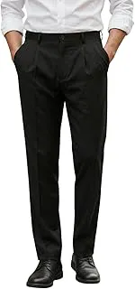 Louis PhilippeMen's Regular Fit Fashionable Pleated Trouser Work Ready Solid Formal Trouser