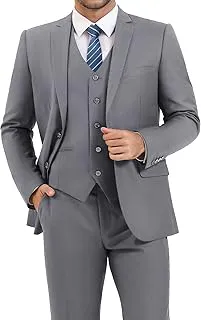 LUPURTY3 Piece Suits for Men Slim Fit Men's Suit for Business Wedding Party 2 Button Blazer Tuxedo Set Jacket Vest Pants