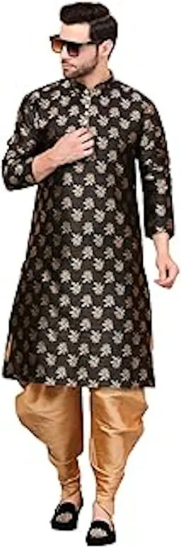Over CrowdMen Ethnic Gold Leaves 100% pure Jacquard Kurta & Aladdin salwar special for Lohri & New Year, In Panjabi Style