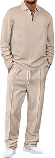 JawdrobeMen’s Waffle-Check Co-Ord Set | Self-Textured Collar Top | Drawstring Jogger Pants | Cotton-Blend Loungewear/Night-Suit | Casual Travel & Streetwear Two-Piece
