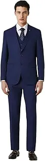 Van HeusenMen Navy Solid Slim Fit Wedding Three Piece Suit