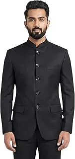 GenericFour Silai Branded Men's Black Jodhpuri Suit, Bandhgala Collar, Slim Fit, Formal Ethnic Wear