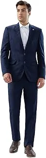RaymondMen Contemporary Fit Solid Pattern Poly Viscose Blend Notch Lapel Flat Front Formal Suit Dark Blue