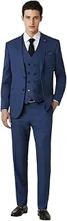 Van HeusenMen Navy Check Slim Fit Wedding Three Piece Suit