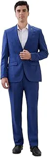 RaymondMen Contemporary Fit Solid Pattern Poly Wool Blend Notch Lapel Full Sleeve Formal Suit Blue