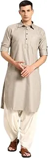 Rajubhai HargovindasMen's Cotton Pathani Suit with Elastic Salwar Pajama