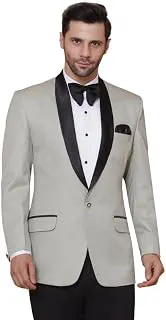 FAVOROSKITuxedo Blazer for Men with 2 Pockets | Rayon Slim Fit Blazers | Ethnic Wear Tuxedos | One Button Solid Tuxedo Blazers in Shawl Collar | Blazer for Wedding, Festive, Formal