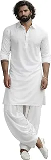 VASTRAMAYMen’s Viscose Pathani Kurta Set – Traditional Pathani Suit with Salwar Patiala Pyjama for Festive Occasion Outfit