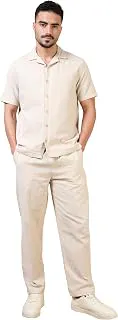 StitchXMen’s Airport Look Textured Seersucker Resort Cotton Shirt & Trouser Co-Ord Set S-2XL