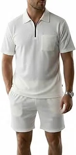SMOWKLYMen’s Cotton Blend Pyjama Set |Summer Polo T Shirt & Shorts for Men