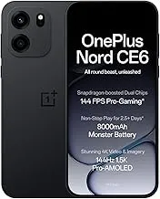 OnePlusNord CE6 | 8GB+256GB | Pitch Black | Snapdragon 7s Gen 4 | Segment's Fastest Touch Response | 8000mAh Battery | 144Hz 1.5K AMOLED Display | 50MP Main + 32MP Selfie 4K Cameras | IP66,68,69,69K