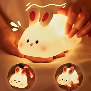One94Store Kids Cute Little Rabbit Touch Silicone Night Lamp – Rechargeable LED Bedside Lamp for Children's Bedroom, Romantic Decor, Valentine Day Gift, Love Gift for Her, Couple Gift