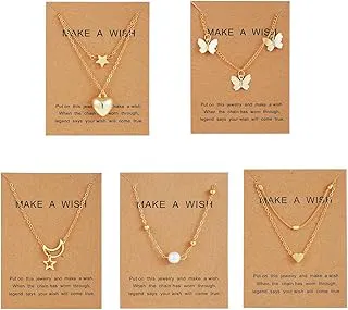 Shining Diva Fashion 5 Pcs Latest Stylish Heart Butterfly Pearl Necklace Jewellery Set for Women Pendant Necklace Gifts for Girls (16476np)