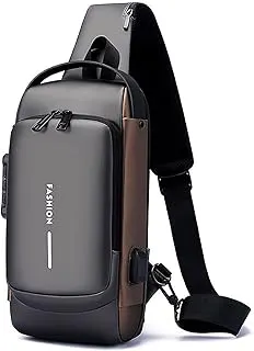 TS WITH TECHSUN Waterproof Polyester Slim Unisex Crossbody Sling Bag Chest Backpack Men's Shoulder Bag, Leisure Travel Handbag, Hard Shell Anti-Theft Chest Bag