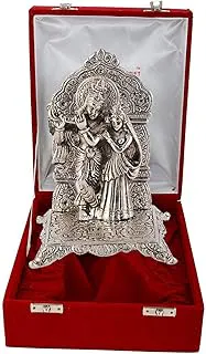 INTERNATIONAL GIFT® Silver Plated Radha Krishna Idol with Velvet Box for Home/Gift | Spiritual Significance | Symbol of Love and Devotion | Bringing Positive Energy | Ideal Gift Option