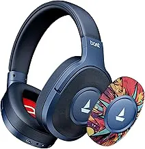 boAtRockerz Plus 550, Customizable Earcups, 100H Battery, 50mm Drivers, Dual Pair, Stream Ad Free Music via App Support, Bluetooth Headphones, Wireless Headphone with Mic (Blue Psyche)