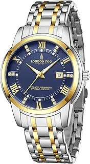 London FogRegent Collection Analog Quartz Watch for Men with Round Dial and Stainless Steel Strap, Metal Case, Date Display, Luminous Hands & Hour Markers, Water Resistant