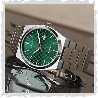 SWADESI STUFFStainless Steel Date Display Mens Wrist Analogue Watch, Dial-Color:Multicolour, Band Color:Silver