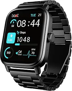 boAtBoat Wave Call 3 Smartwatch 1.83” HD Display with Animated Watch Faces; BT Calling, Functional Crown, Multiple Sports Modes, IP68, HR, SpO2 Monitor, Smart Watches for Men & Women (Metallic Black)