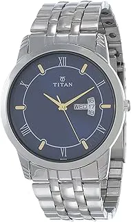 TitanTitan Karishma Quartz Analog with Day and Date Midnight Blue Dial Silver Stainless Steel Strap Watch for Men - NT1774SM01