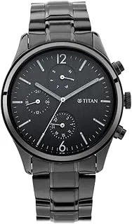 TitanTitan Workwear Quartz Multifunction Black Dial Black Metal Strap Watch For Men - NT1805NM02