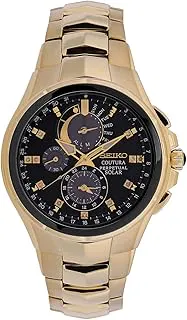 SeikoAnalogue Men's Stainless Steel Watch (Black Dial Yellow Colored Strap)