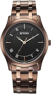 TitanTitan Karishma Quartz Analog Black Dial Brown Stainless Steel Strap Watch for Men - NT1823QM01
