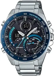 CasioEdifice ECB-900DB-1BDR Bluetooth Analog-Digital Black Dial Men Watch Silver Metal Strap (EX500)