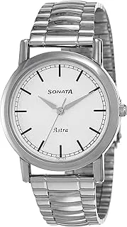 SonataQuartz Analog White Dial Stainless Steel Strap Watch for Men-NR77049SM02