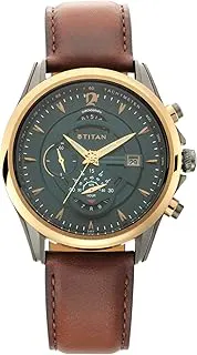 TitanTitan Maritime Pro Quartz Chronograph Lateen Sail Green Dial Brown Leather Strap Watch for Men - NT1830KL02