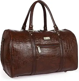 FUR JADENBrown Textured Leatherette Stylish & Spacious Weekender Duffle Bag for Travel for Men and Women