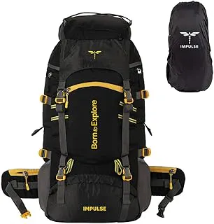 ImpulseRucksack Travel Bags for Men, Tourist Backpack for Hiking, Trekking Camping Thames Blue Bag with 1 Year Warranty, Cedar Black, 60 Litres