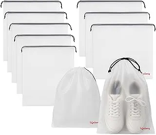LifelongLifelong Shoe Bags for Travel, Drawstring Travel Shoe Bags for Packing, Dustproof Portable Travel Shoe Storage Bag for Men and Women, Clear, Large, 10 Pack