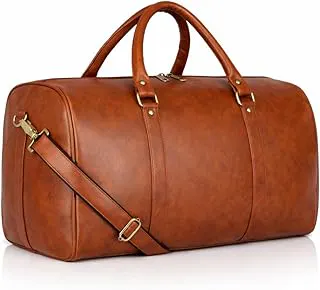 ZAINTOUnisex Duffel Bag for Travelling in Flight Latest Travel Faux Leather Duffle Bags for Men and Women (Tan)