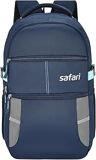SafariOmega Spacious/Large 5 Compartment Laptop Backpack With Raincover, College Bag, Travel Bag For Unisex, Navy Blue, 30 Litre