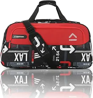 uppercaseJFK 55 Cm Duffle Bag | 44 LTS |Dust Resistant Travel Polyester Duffle Bag | Spacious Main Compartment|Adjustable Shoulder Strap | Sustainable Duffle Bags for Women & Men|(Red)