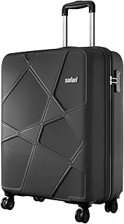 SafariPentagon Pro 8 Wheels Spinner Cabin Trolley Bag Polypropylene Hard Case, 360° Wheeling Carry on Luggage for Men & Women, Suitcase for Travel, Black, 55 cm