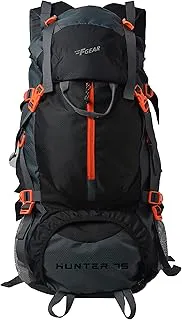 F GearHunter Black Grey Diamond 75L Rucksack with Shoe Compartment & Raincover | 1 Compartment & 2 Pockets | Water-Resistant Durable | Fits Upto 17 Inch Laptop | Ideal for Trekking, Hiking & Camping