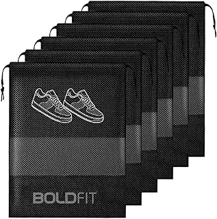 BoldfitBoldfit Shoe Bag for Travel Bag for Man & Women Shoe Cover for Storage at Home Gym Reusable Travelling Accessories Organizer Pouch Travel Essentials Footwear Bags for Travelling Men -Pack of 6, Black